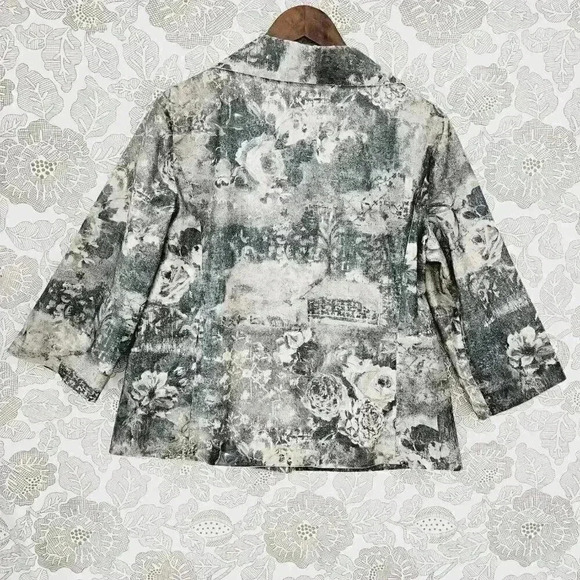 Chico's Floral Camo Printed Women's Blazer Size 2/12 2558 - Picture 2 of 9